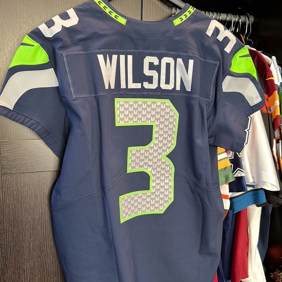 Nike Russell Wilson College Navy Seattle Seahawks Vapor Elite Authentic Jersey - Picture 9 of 13